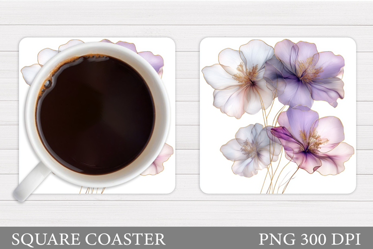 Flowers Coaster Sublimation. Floral Coaster Design