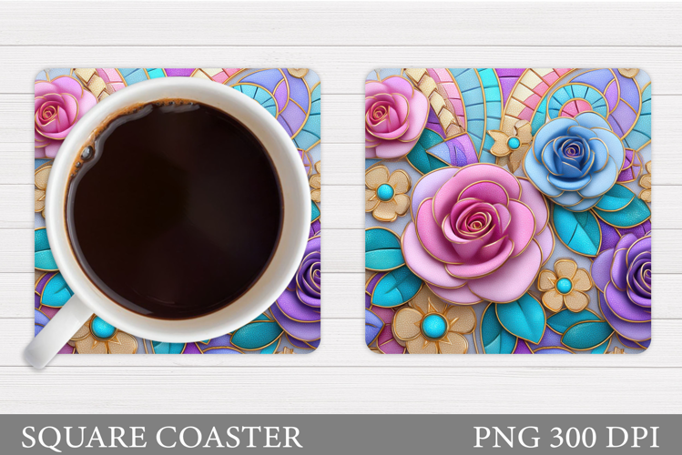 Roses Coaster Sublimation. Flowers Coaster Design