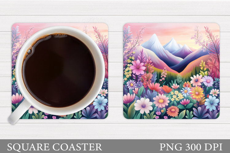 Wildflowers Coaster Design. Flowers Coaster Sublimation