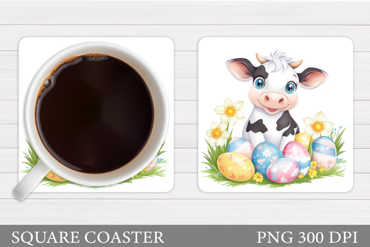 Easter Cow Coaster Design. Easter Coaster Sublimation