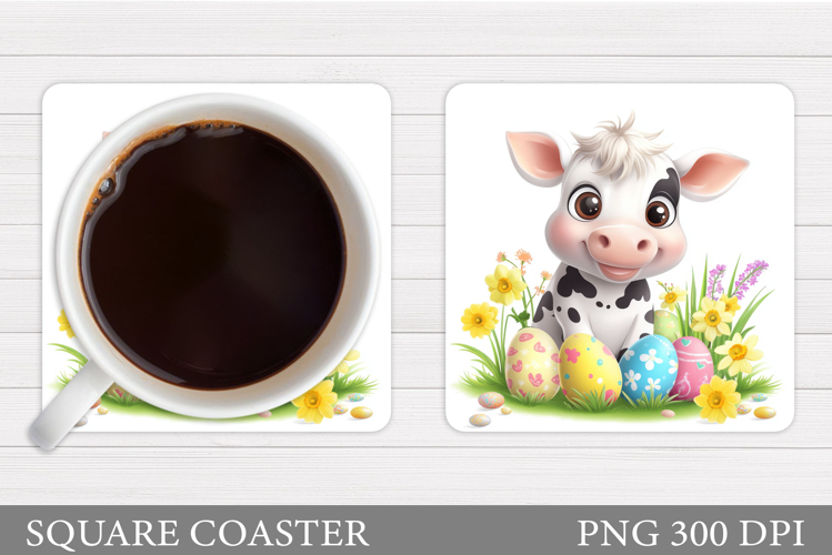 Easter Cow Coaster Design. Easter Coaster Sublimation