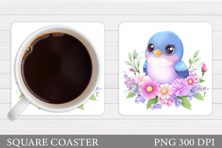 Bird Coaster Design. Bird Flowers Coaster Sublimation example image 1