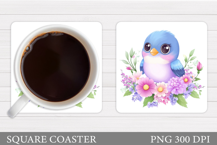 Bird Coaster Design. Bird Flowers Coaster Sublimation