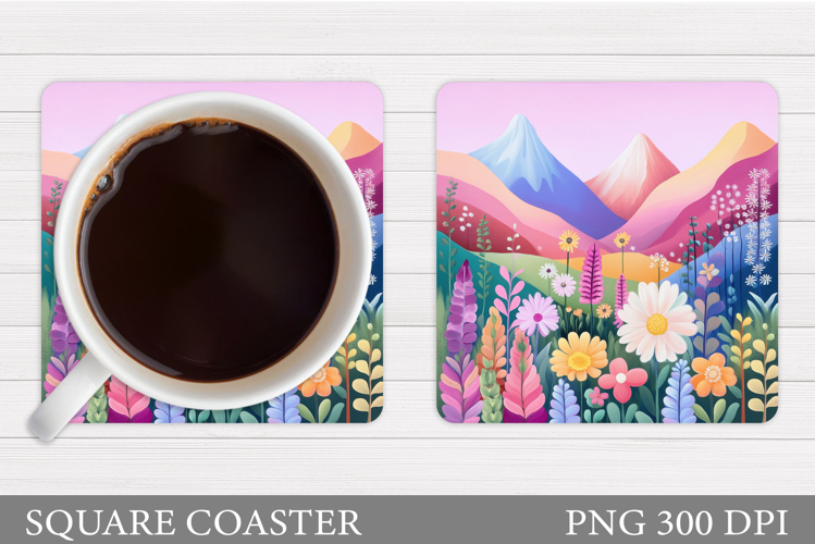 Wildflowers Coaster Design. Flowers Coaster Sublimation