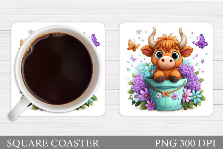 Cute Cow Coaster Design. Cute Cow Sublimation