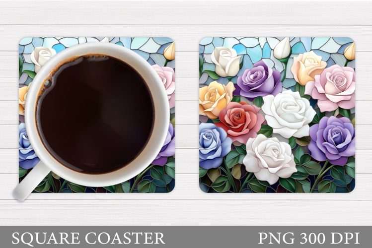 Roses Coaster Sublimation. Flowers Coaster Design