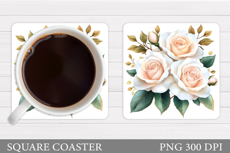Roses Coaster Sublimation. Flowers Coaster Design
