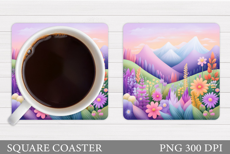 Wildflowers Coaster Design. Flowers Coaster Sublimation