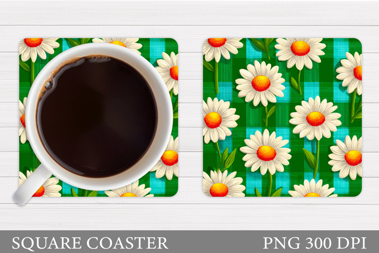 Daisy Flowers Coaster Design. Flowers Sublimation