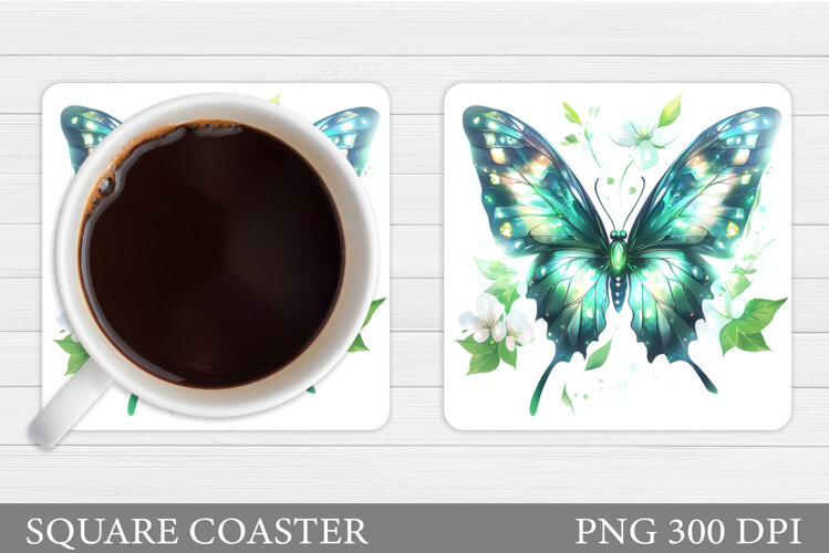 Butterfly Coaster Design. Butterfly Sublimation example image 1