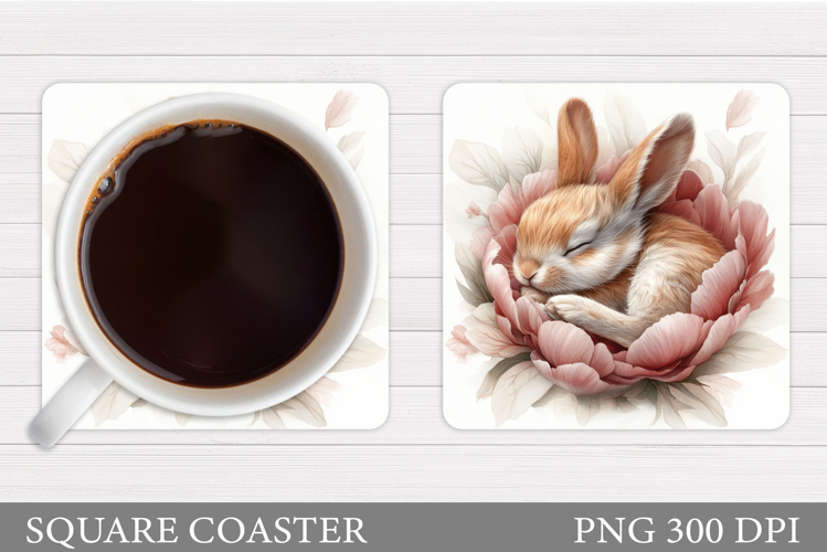 Cute Bunny Coaster Design. Bunny Sublimation