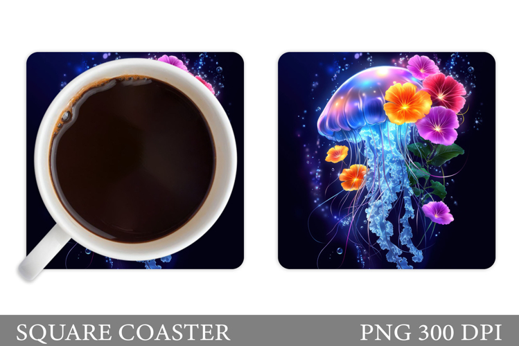 Jellyfish Car Coaster Design. Jellyfish Coaster Sublimation