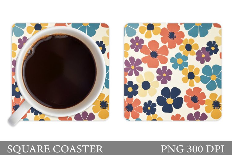 Daisy Flowers Coaster Design. Flowers Sublimation
