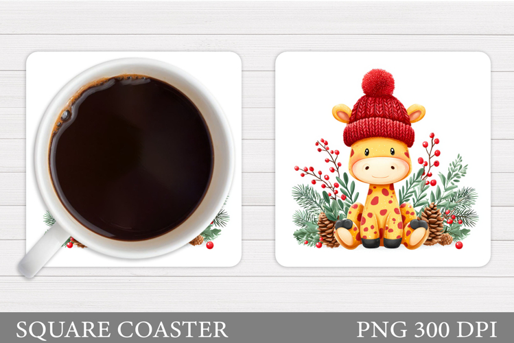 Christmas Giraffe Coaster. Christmas Coaster Sublimation