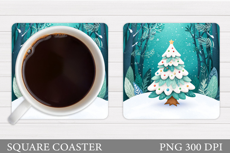 Christmas Tree Coaster Sublimation. Christmas Coaster Design