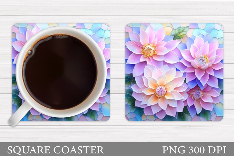 Floral Coaster Design. Flowers Coaster Sublimation