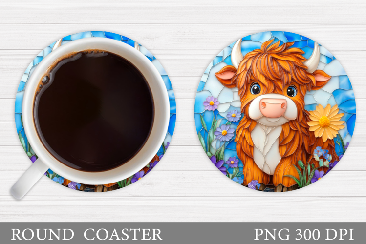 Highland Cow Coaster. Cow Coaster Sublimation