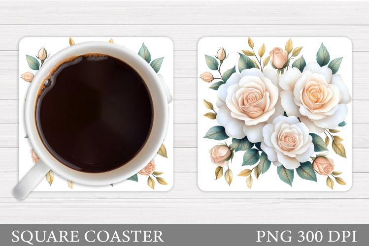 Roses Coaster Sublimation. Flowers Coaster Design