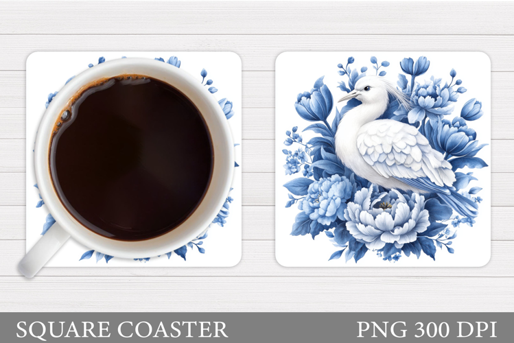 Bird Coaster Design. Bird Flowers Coaster Sublimation