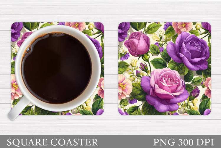 Roses Coaster Sublimation. Flowers Coaster Design
