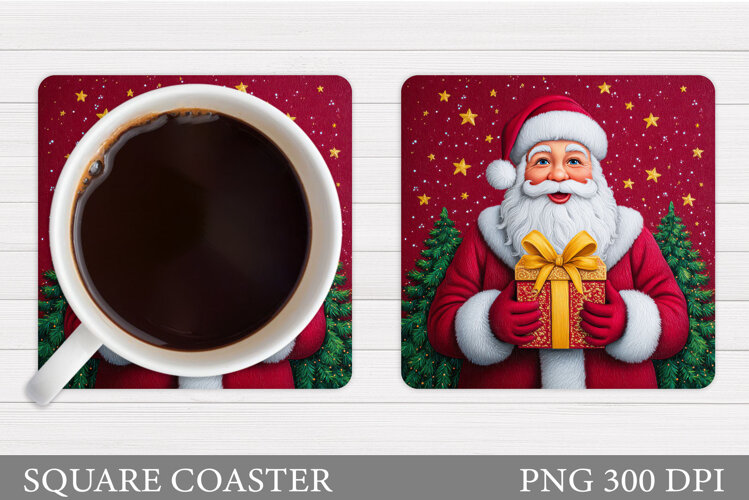 Cute Santa Coaster Sublimation. Christmas Coaster Design example image 1