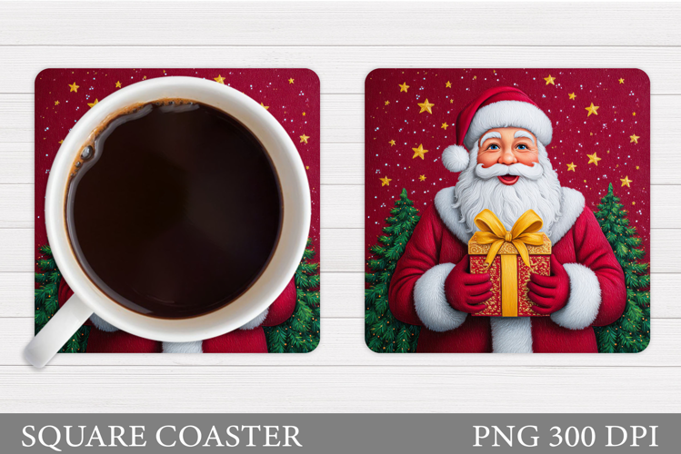 Cute Santa Coaster Sublimation. Christmas Coaster Design