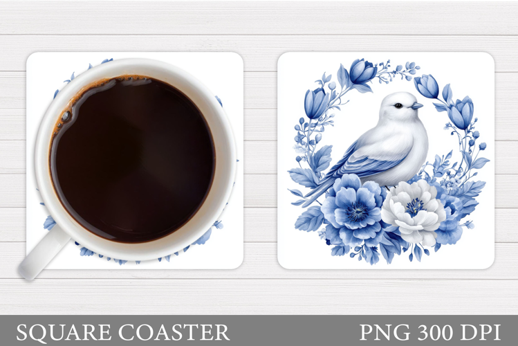 Bird Coaster Design. Bird Flowers Coaster Sublimation