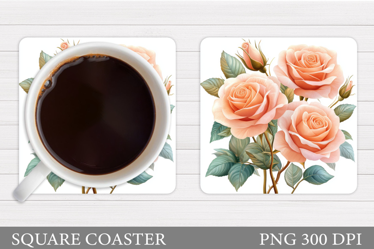 Roses Coaster Sublimation. Flowers Coaster Design