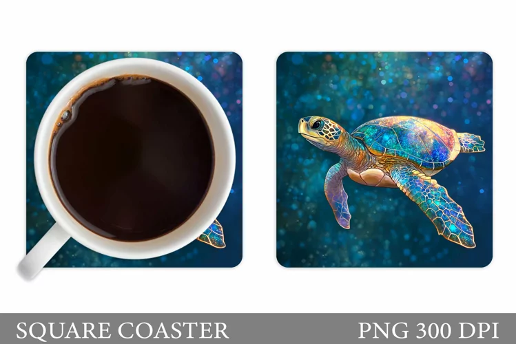 Turtle Square Coaster Design. Sea Turtle Coaster Sublimation