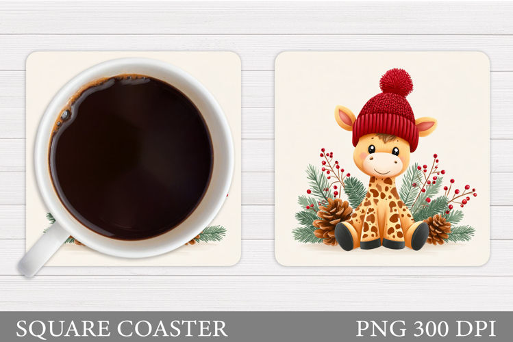 Christmas Giraffe Coaster. Christmas Coaster Sublimation