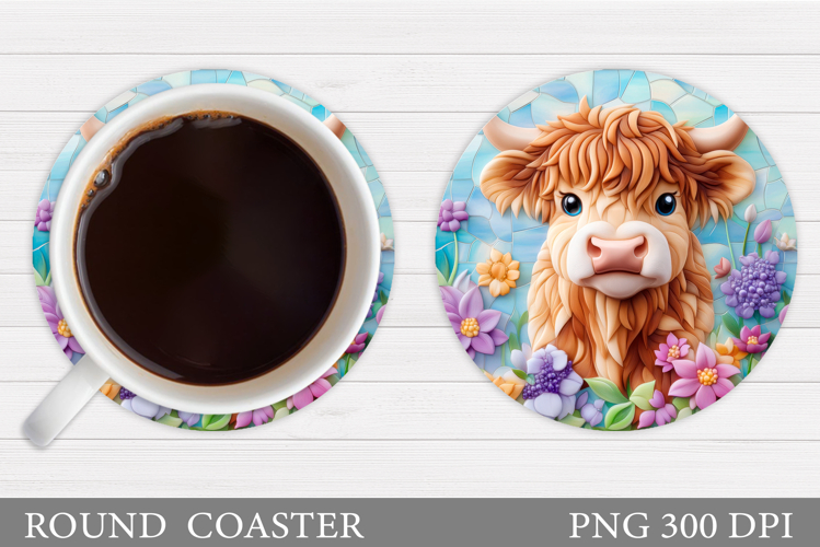 Highland Cow Coaster. Cow Coaster Sublimation