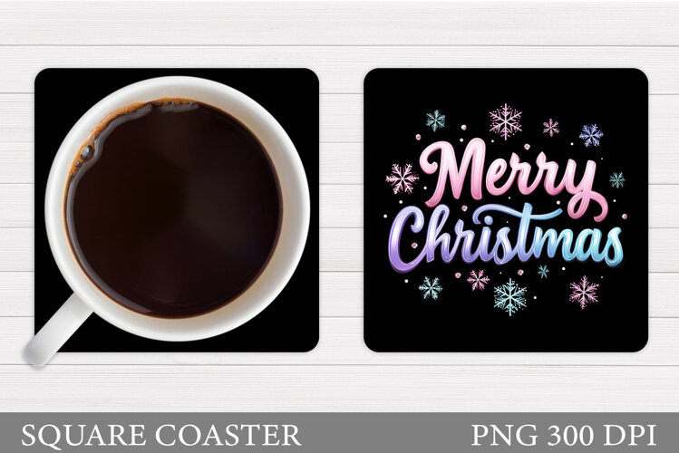 Merry Christmas Coaster. Christmas Coaster Sublimation example image 1