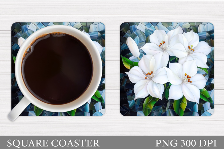 Flowers Square Coaster Sublimation. Flowers Coaster Design