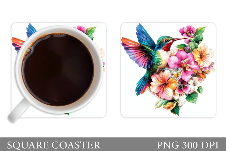 Hummingbird Square Coaster. Hummingbird Coaster Sublimation