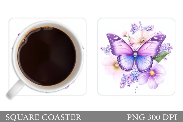 Butterfly Coaster Design. Butterfly Sublimation example image 1