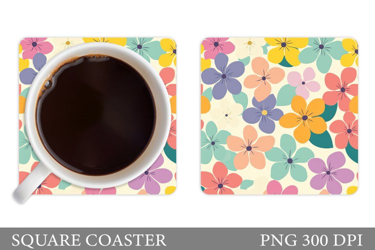 Flowers Coaster Sublimation. Floral Coaster Design