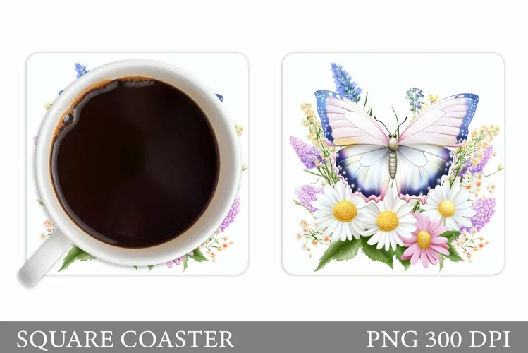 Butterfly Coaster Design. Butterfly Sublimation