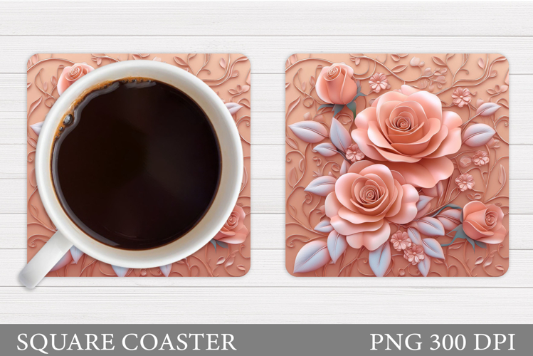 Roses Coaster Sublimation. Flowers Coaster Design