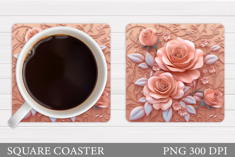 Roses Coaster Sublimation. Flowers Coaster Design