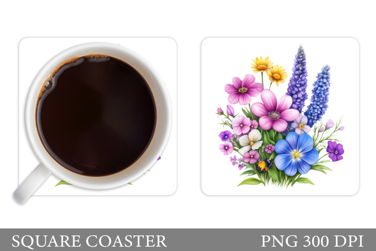 Wildflowers Coaster Design. Flowers Coaster Sublimation