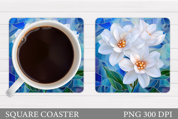 Flowers Square Coaster Sublimation. Flowers Coaster Design