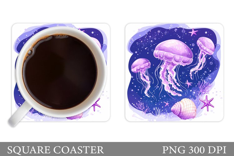 Jellyfish Coaster Sublimation. Jellyfish Sublimation
