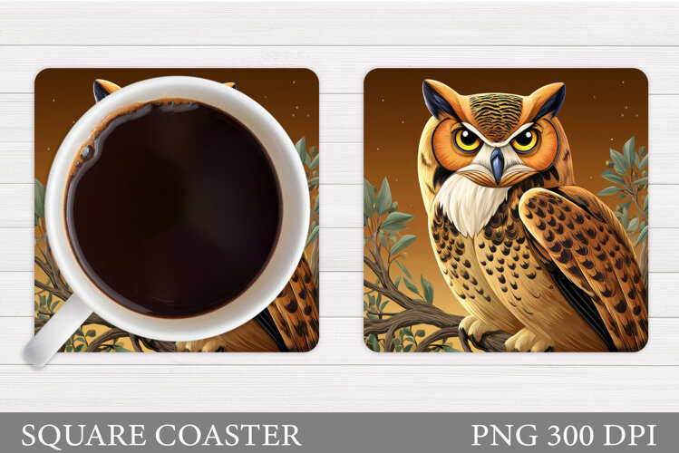 Owl Coaster Design. Owl Sublimation example image 1