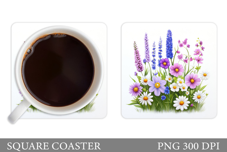 Wildflowers Coaster Design. Flowers Coaster Sublimation