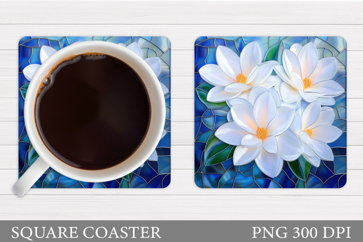 Flowers Coaster Sublimation. Floral Coaster Design