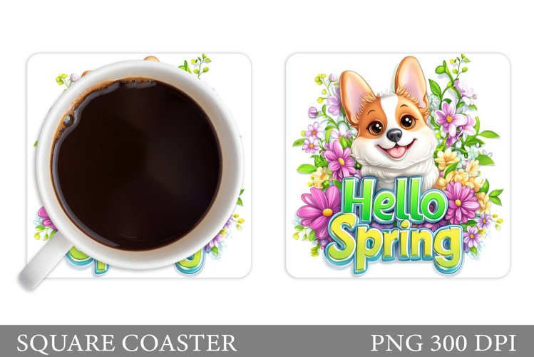 Spring Dog Coaster Design. Spring Coaster Sublimation