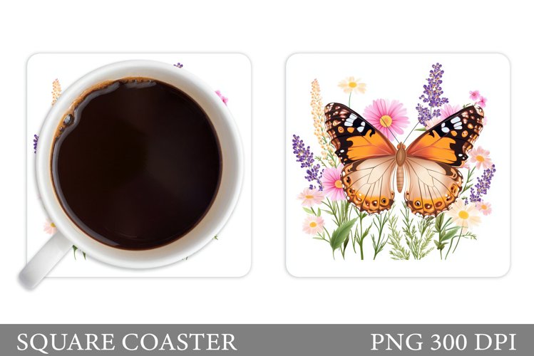 Butterfly Coaster Design. Butterfly Sublimation example image 1