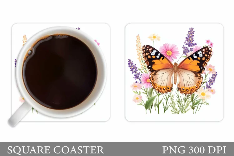 Butterfly Coaster Design. Butterfly Sublimation