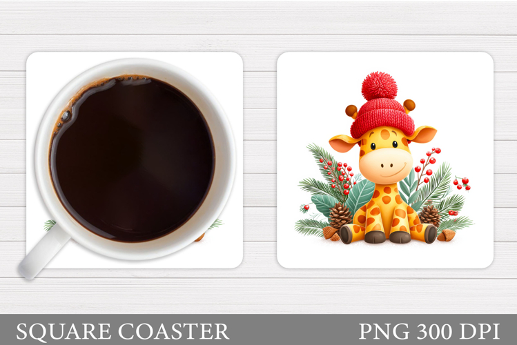 Christmas Giraffe Coaster. Christmas Coaster Sublimation