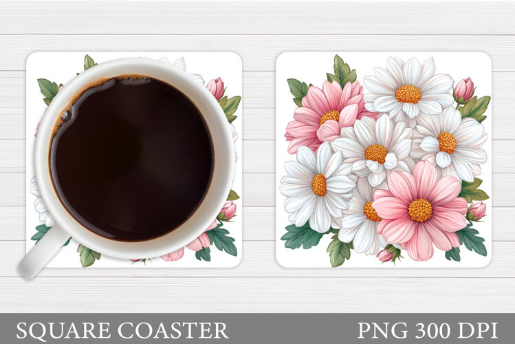 Daisy Coaster Design. Floral Coaster Sublimation example image 1